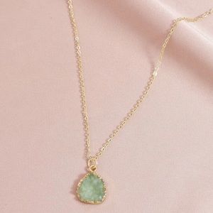 Last! minimalist druzy style necklace gold layer mint